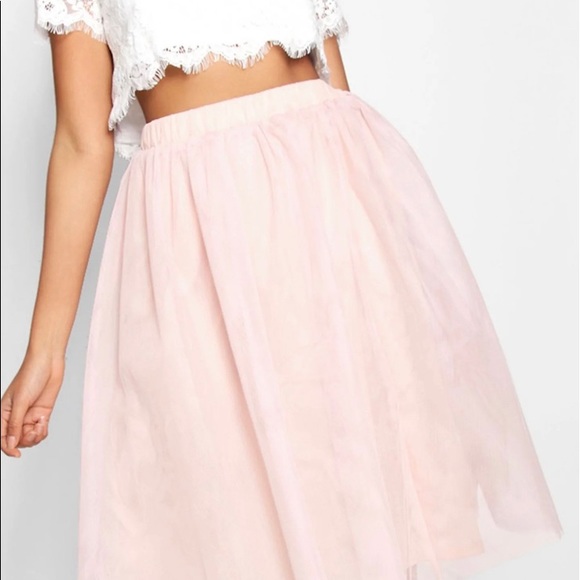 BOOHOO - Woven Lace Top & Contrast Midi Skirt Two-Piece Set BLUSH - Picture 2 of 2